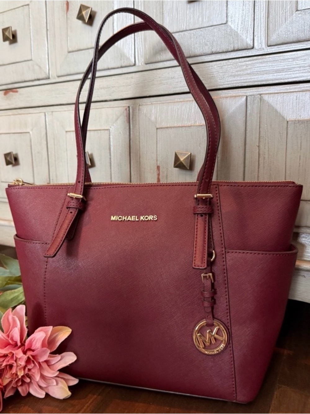 Michael Kors Charlotte Saffiano Top Zip Tote Bag